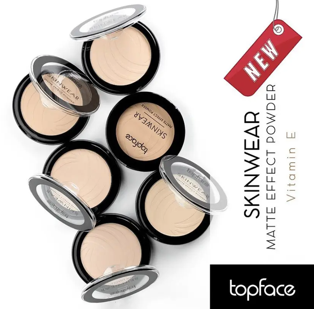 Пудра компактна для обличчя TopFace Skin Wear Matte Effect PT265, 003 Light, 10 г - Фото 5 Пудра компактна для обличчя TopFace Skin Wear Matte Effect PT265, 003 Light, 10 г - зображення 5