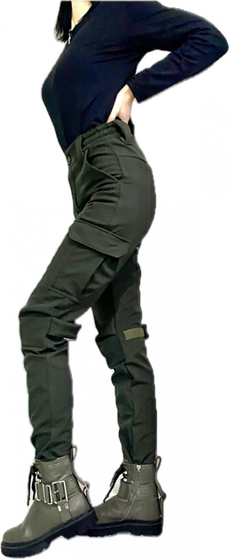 Жіночі тактичні брюки 48 Олива, Хакі софтшелл утепленні (зима) - зображення 2