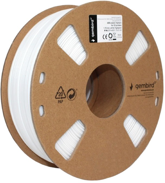 Filament do wkładu Gembird ABS 1.75 mm Biały (3DP-ABS1.75-01-W) - obraz 2