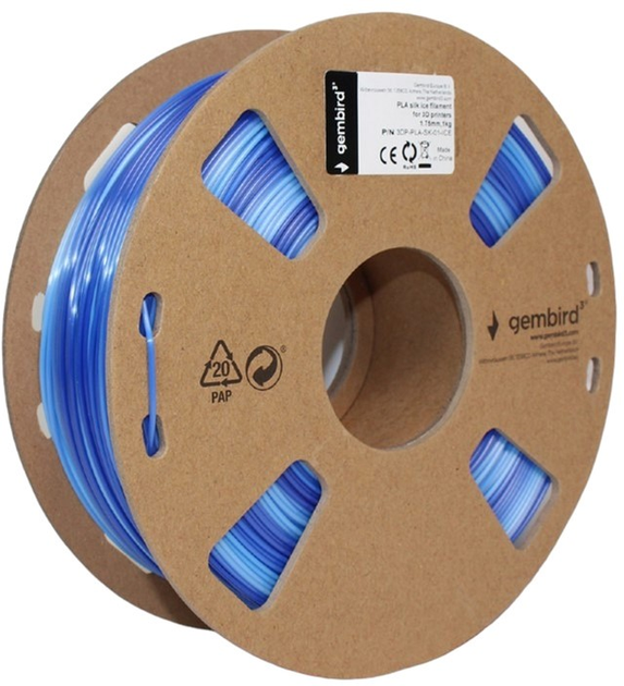 Нитка для картриджа Gembird PLA Silk Rainbow 1.75 мм Ice Blue/Dark Blue (3DP-PLA-SK-01-ICE) - зображення 2