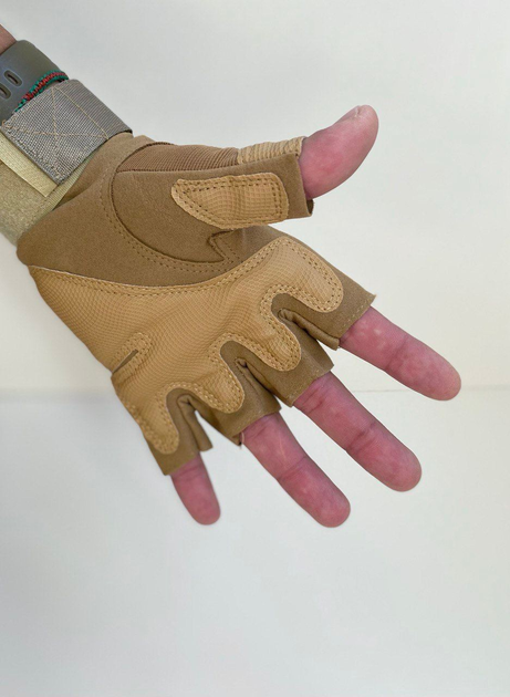 Тактические перчатки без пальцев койот размер М - изображение 2