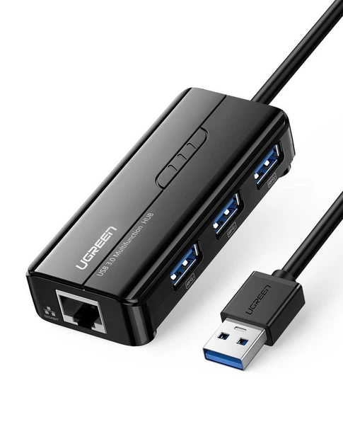 Адаптер Ugreen мережевий USB 3.0 - 3хUSB 3.0 + RJ45 usb hub Ethernet 1000Mbps Black (20265) - Фото 8 Адаптер Ugreen мережевий USB 3.0 - 3хUSB 3.0 + RJ45 usb hub Ethernet 1000Mbps Black (20265) - зображення 8