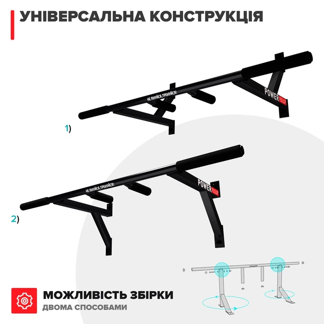 Турник настенный PullUp 3 хвата обычный + широкий + узкий хват черный (P1031) - Фото 3 Турник настенный PullUp 3 хвата обычный + широкий + узкий хват черный (P1031) - изображение 3