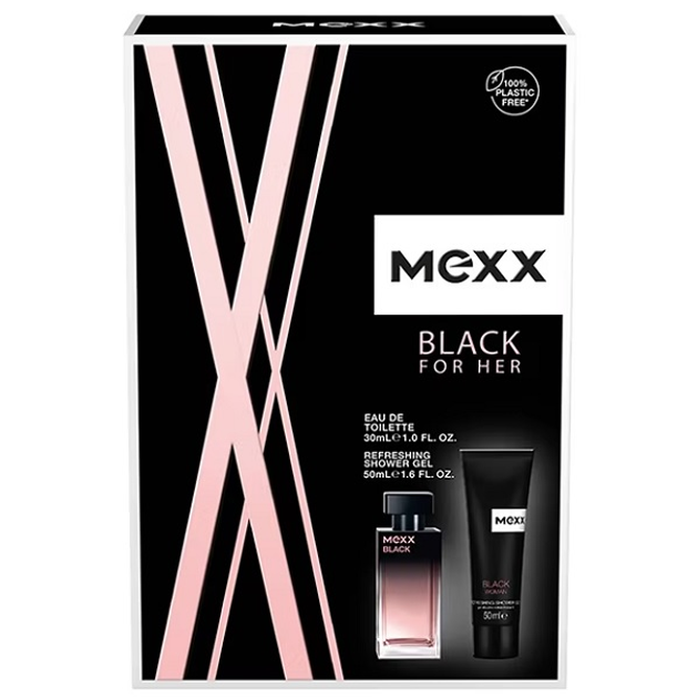 Zestaw damski Mexx Black For Her Woda toaletowa damska 30 ml + Żel pod prysznic 50 ml (3616303430429) - obraz 1
