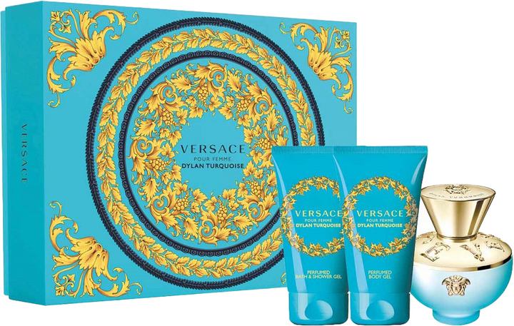 Zestaw damski Versace Dylan Turquoise Woda toaletowa damska 50 ml + Żel pod prysznic 50 ml + Balsam do ciała 50 ml (8011003876778) - obraz 1