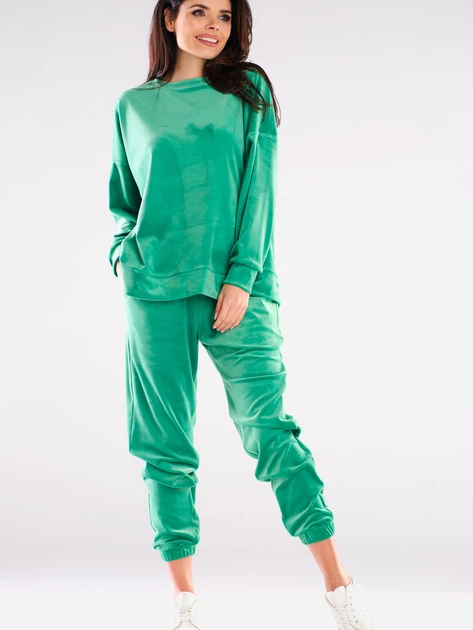 Spodnie dresowe damskie Awama A411 1132544 XL Zielone (5902360553422) - obraz 3