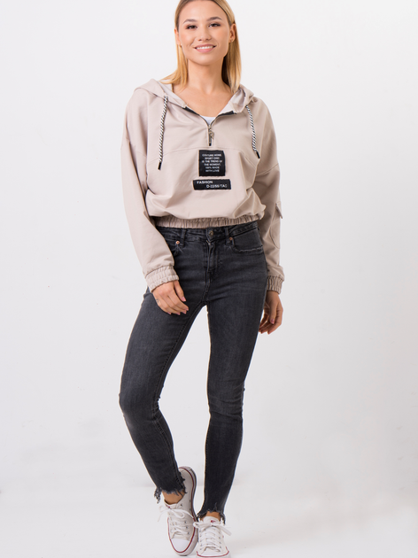 Bluza damska z kapturem krótka Zaiia ZASWSH08 36 Beżowa (8222070736678) - obraz 3