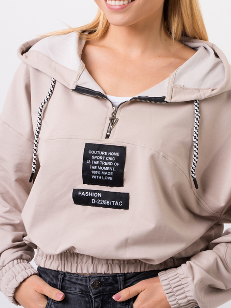 Bluza damska z kapturem krótka Zaiia ZASWSH08 36 Beżowa (8222070736678) - obraz 4