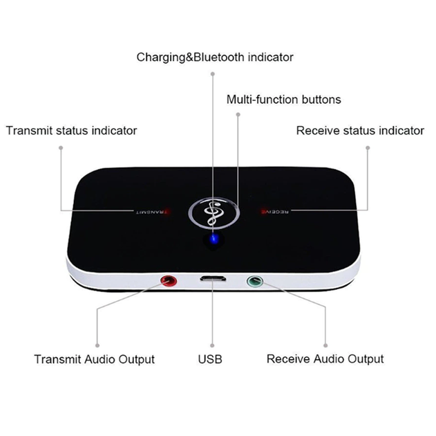 Bluetooth аудио ресивер/трансмиттер Vikefon BT-B6 2 в 1 с аккумулятором - изображение 4