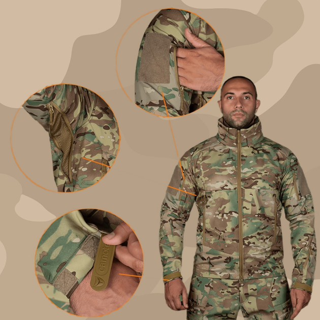 Тактична зимова куртка на флісі Phantom System Multicam / Водовідштовхувальна військова куртка камуфляж, M - зображення 1