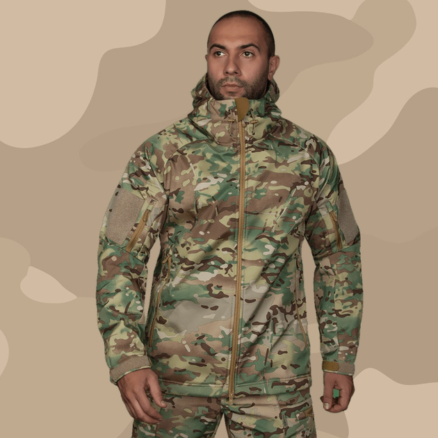 Тактическая зимняя куртка на флисе CM Stalker SoftShell Multicam / Водоотталкивающая военная куртка камуфляж, XXXL - изображение 1