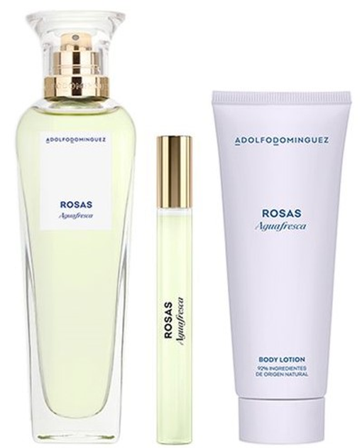 Zestaw damski Adolfo Dominguez Agua Fresca De Rosas Woda perfumowana damska 120 ml + Miniaturka woda perfumowana 10 ml + balsam do ciała 75 ml (8410190635401) - obraz 2