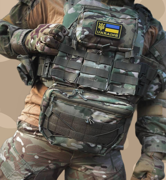 Плитоноска с системой быстрого сброса,боковые карманы под баллистические пакеты,3 каркасные подсумки и рюкзак - изображение 1
