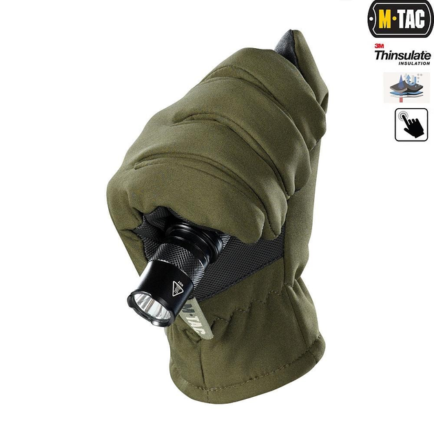 Тактичні рукавички M-Tac Soft Shell Thinsulate Olive, Зимові військові рукавички, Теплі стрілецькі рукавички, L - зображення 2