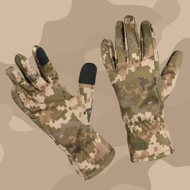 Тактичні рукавички M-Tac Winter Soft Shell MM14, Зимові військові рукавички Піксель, Теплі стрілецькі рукавички, S - зображення 1