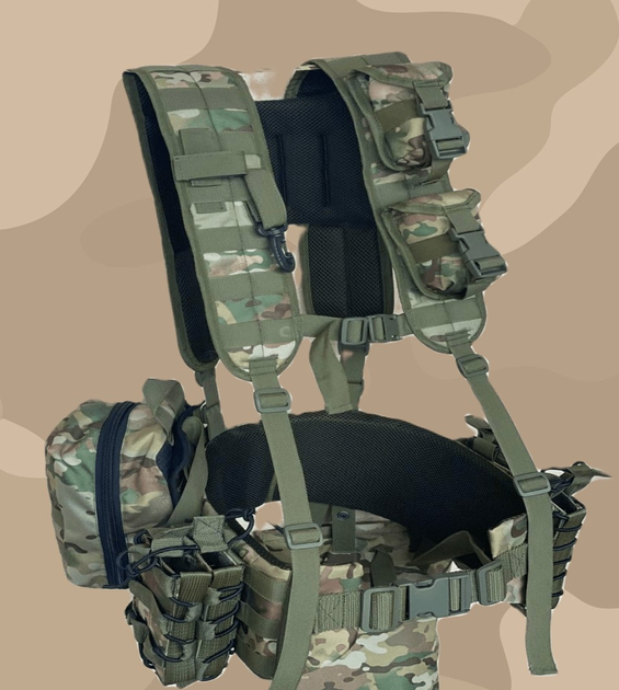 Ременно-плечевая система (разгрузка), РПС для военных, Разгрузочный жилет РПС MOLLY, мультикам, XXL - изображение 1