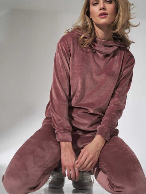 Bluza damska z kapturem elegancka Figl M745 S Ciemnoróżowa (5902194386838) - obraz 4