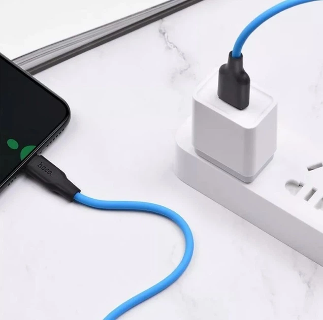 Кабель Hoco USB - Lightning 1м 2.4A силsкон X21 PLUS Blue (X21_iP_ Blue) - Фото 6 Кабель Hoco USB - Lightning 1м 2.4A силsкон X21 PLUS Blue (X21_iP_ Blue) - зображення 6