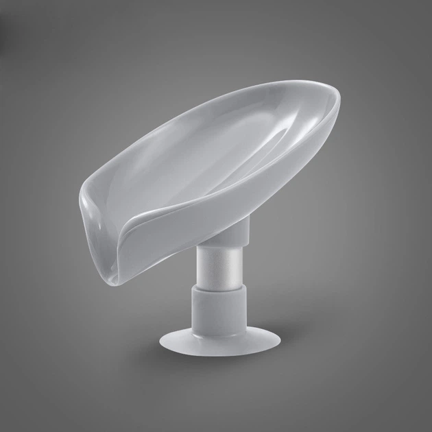 Мильниця на присосці зі зливом води Soap Box Holder Gray - изображение 2