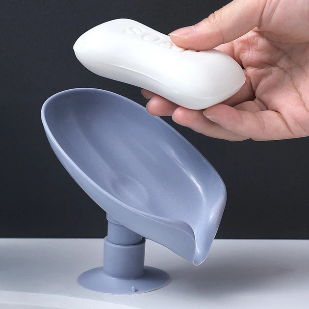 Мильниця на присосці зі зливом води Soap Box Holder Gray - изображение 4