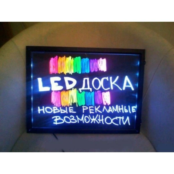 Светящийся борд с маркерной поверхностью LED доска Fluorecent Board 30*40 c фломастером и салфеткой - изображение 4