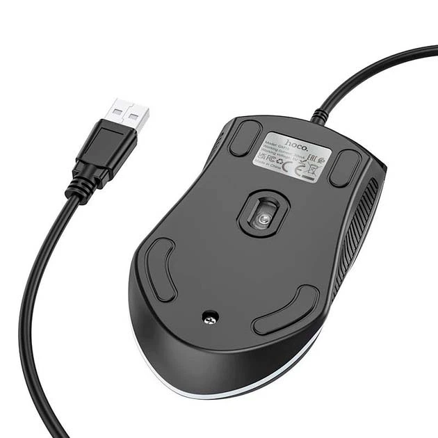 Миша дротова Hoco GM19 1000DPI USB 1.4M для ПК/ноутбука ігрова з підсвіткою Чорний - Фото 5 Миша дротова Hoco GM19 1000DPI USB 1.4M для ПК/ноутбука ігрова з підсвіткою Чорний - изображение 5