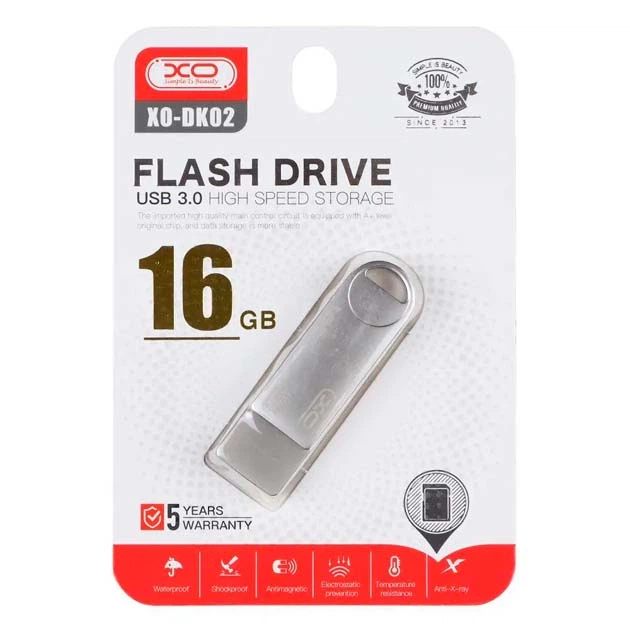 Флеш пам'ять XO DK02 USB3.0 16GB Сталевий - изображение 2