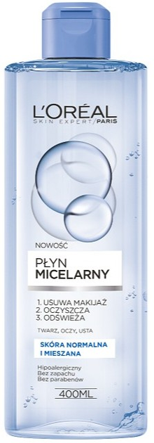 Płyn micelarny L'Oreal Paris Skin Expert do skóry normalnej i mieszanej 400 ml (3600523329915) - obraz 1