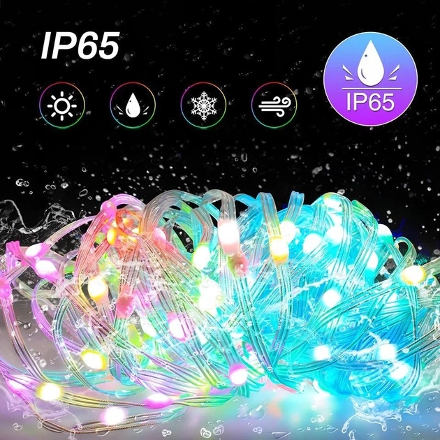 Розумна світлодіодна LED гірлянда Smart Роса стрічка 10 метрів музична RGB 5050 з Bluetooth додатком водостійка від USB з мікрофоном - Фото 11 Розумна світлодіодна LED гірлянда Smart Роса стрічка 10 метрів музична RGB 5050 з Bluetooth додатком водостійка від USB з мікрофоном - зображення 11
