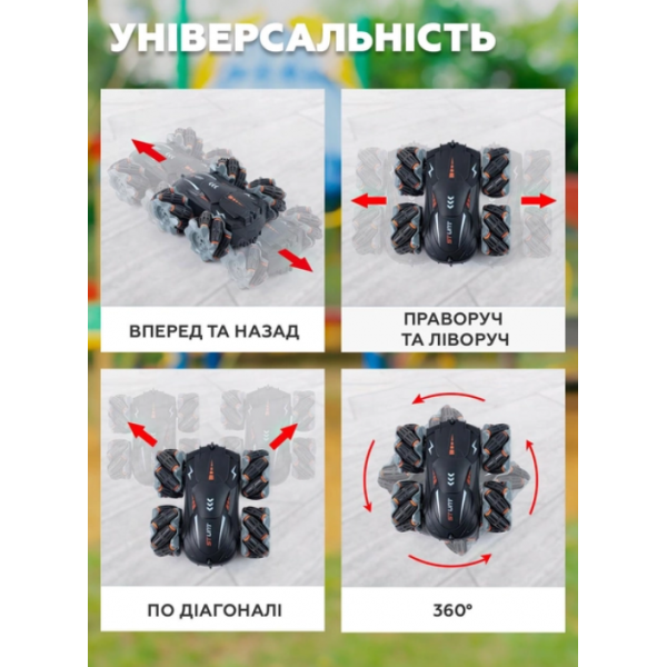 Машинка на пульті радіокерування повнопривідна двостороння Stunt Elf Унікальна трюкова Машинка-Перевертень розворот 360 Чорна - зображення 10