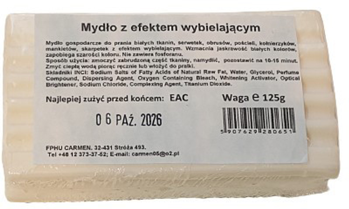 Stałe mydło Carmen z efektem wybielajacym 125 g (5907629280651) - obraz 1