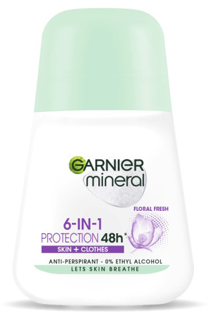 Антиперспірант Garnier Mineral 6-in-1 Protection Skin + Clothes Floral Fresh 50 мл (3600542475211) - зображення 1