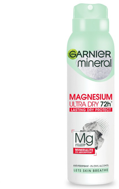Antyperspirant spray Garnier Mineral Magnesium Ultra Dry 150 ml (3600542475075) - obraz 1