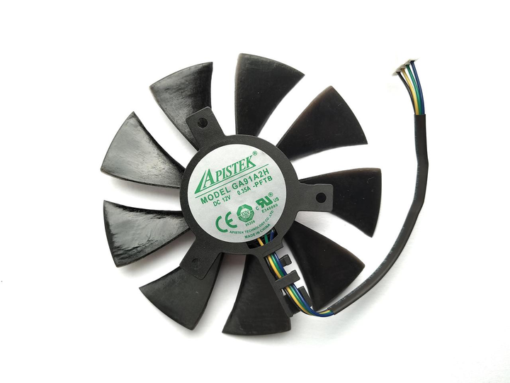 Вентилятор Apistek для відеокарти Sapphire 87 мм RX 460 550 560 GA91A2H (GA91O2U GA91S2M GA91B2M) (№427) - изображение 2