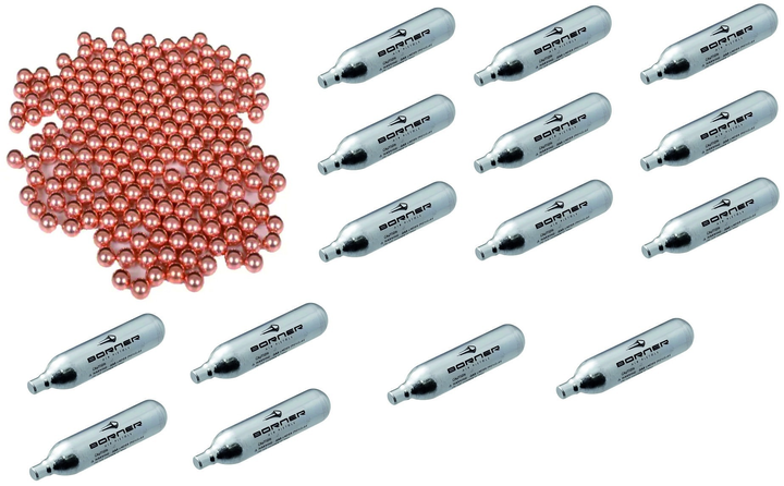 Баллончики 15 шт CO2 Borner и 1000 шт шарики BB 4,5 мм для пневматики - изображение 1