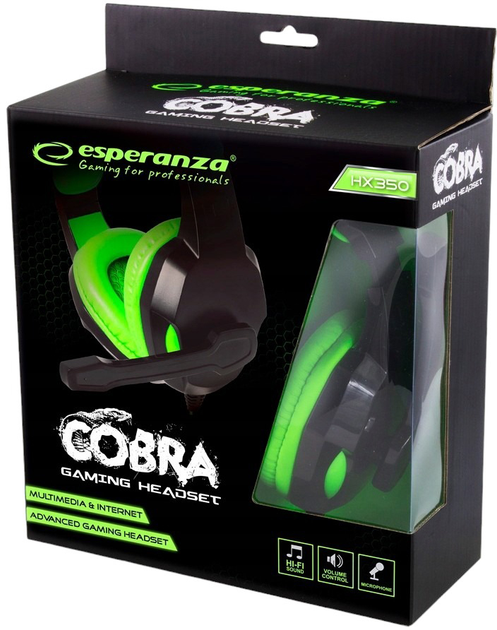Słuchawki Esperanza Cobra Black green (EGH350G) - obraz 4