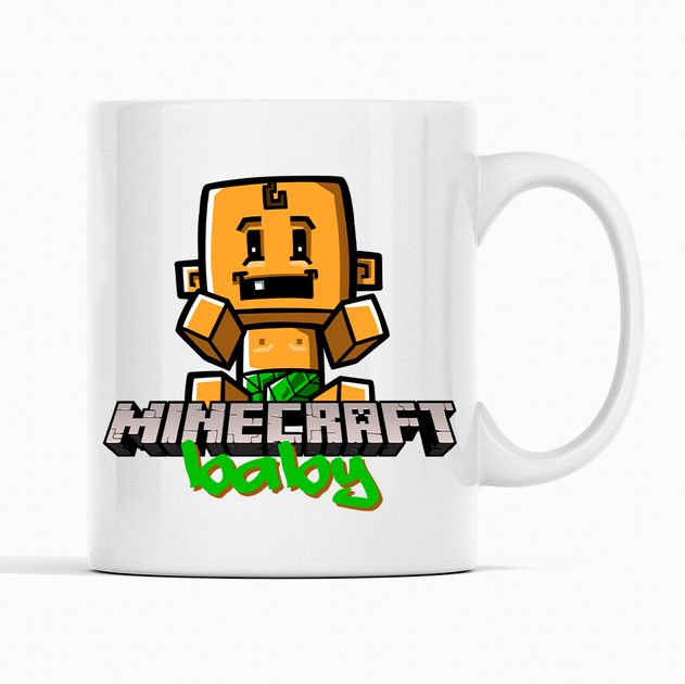 Белая кружка (чашка) с оригинальным принтом онлан игры Minecraft "Baby Minecraft Майнкрафт" - Фото 1 Белая кружка (чашка) с оригинальным принтом онлан игры Minecraft "Baby Minecraft Майнкрафт" - изображение 1