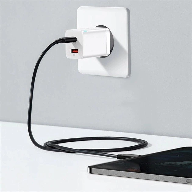 Сетевое зарядное устройство Baseus двойной адаптер USB Type-C QC3.0 PD3.0 с быстрой зарядкой, 30W - Фото 6 Сетевое зарядное устройство Baseus двойной адаптер USB Type-C QC3.0 PD3.0 с быстрой зарядкой, 30W - изображение 6