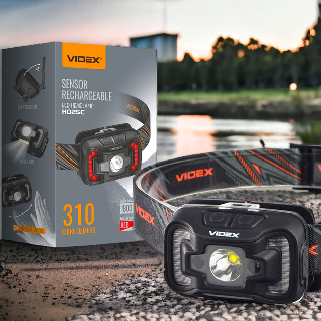 Налобний ліхтар Videx 310Lm 5000K до 74 м дальність світла, з датчиком руху і ближнім розсіяним світлом (VLF-H025C) - Фото 2 Налобний ліхтар Videx 310Lm 5000K до 74 м дальність світла, з датчиком руху і ближнім розсіяним світлом (VLF-H025C) - зображення 2