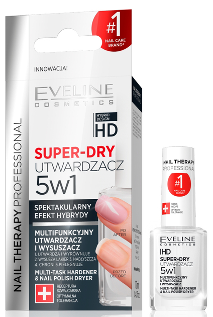 Utwardzacz i wysuszacz Eveline Cosmetics Nail Therapy Professional Super-Dry 5 w 1 multifunkcyjny 12 ml (5903416001423) - obraz 1