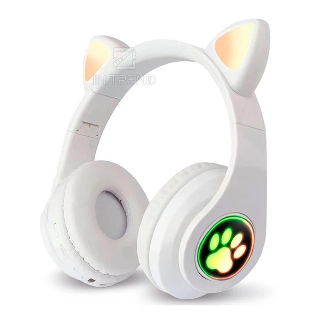 Навушники з котячими вушками Бездротові Wireless headphones Cat ear CXT-B39 Білі з Bluetooth гарнітурою та LED підсвічуванням - Фото 3 Навушники з котячими вушками Бездротові Wireless headphones Cat ear CXT-B39 Білі з Bluetooth гарнітурою та LED підсвічуванням - зображення 3