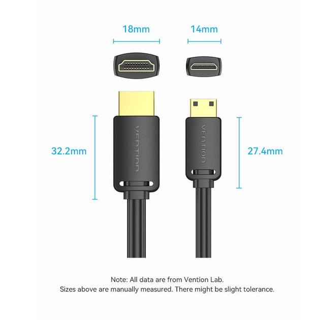 Кабель Vention HDMI - mini HDMI, 3 m, v2.0, 4K 60Hz (AGHBI) - Фото 5 Кабель Vention HDMI - mini HDMI, 3 m, v2.0, 4K 60Hz (AGHBI) - изображение 5