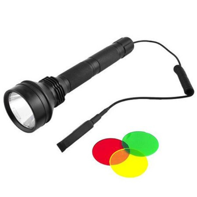 Ліхтар Bailong мисливський підствольний з виносною кнопкою і кольоровими фільтрами 22см Чорний (BL-Q2808-L2) - зображення 1