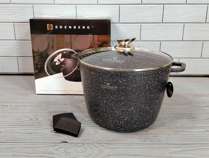 Кастрюля-казан Edenberg 10 л из алюминия с мраморным покрытием и крышкой (EB-1172) - Фото 5 Кастрюля-казан Edenberg 10 л из алюминия с мраморным покрытием и крышкой (EB-1172) - изображение 5