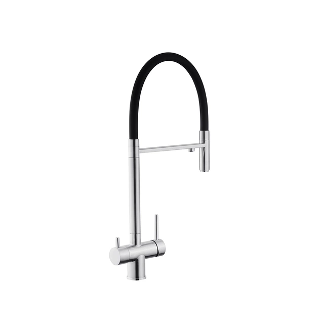 Змішувач для кухні з підключенням до фільтра Kroner KRP Edelstahl Klassisch ESG03815BLK (гнучкий вилив) - изображение 3