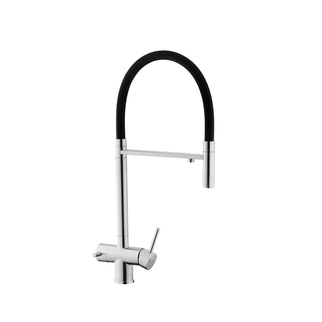 Змішувач для кухні з підключенням до фільтра Kroner KRP Edelstahl Klassisch ESG03815BLK (гнучкий вилив) - изображение 4