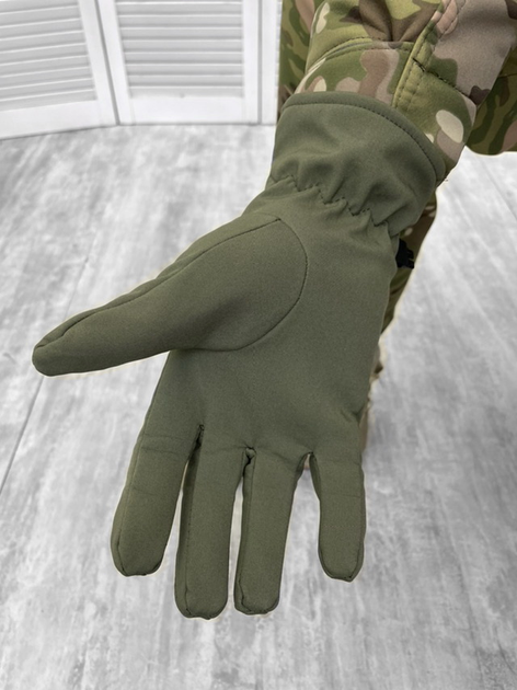 Тактичні зимові рукавички Soft Shell Tactical Gloves Olive S - зображення 2