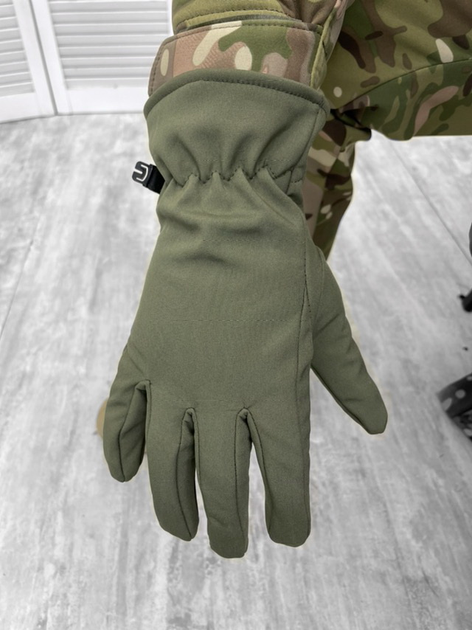 Тактичні зимові рукавички Soft Shell Tactical Gloves Olive XL - изображение 1