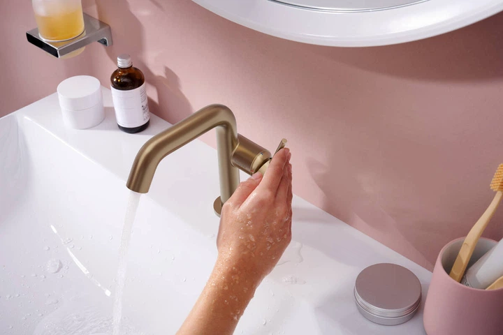 Змішувач для умивальника одноважільний HANSGROHE Tecturis S EcoSmart+ бронзовий латунь з донним клапаном 73320140 - зображення 7
