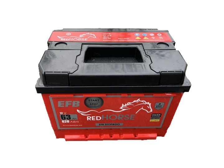 Автомобильный аккумулятор Red Horse 63 Ah/12V 620A (0) EFB Start